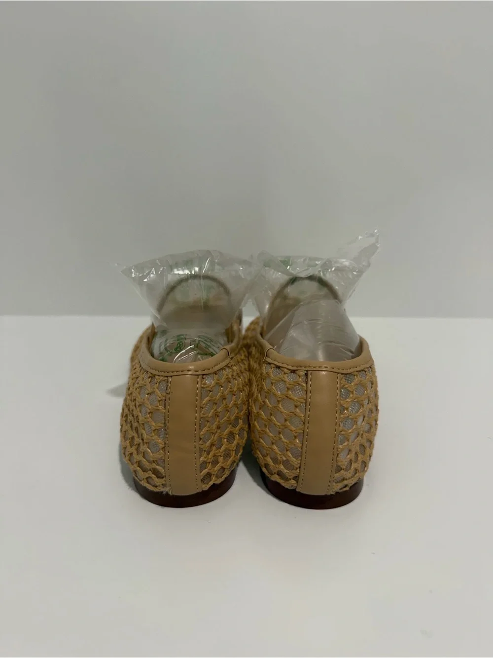 NEW J. Crew Factory Woven Square-Toe Ballet Flats Shoes 7.5 Mesh Natural Raffia